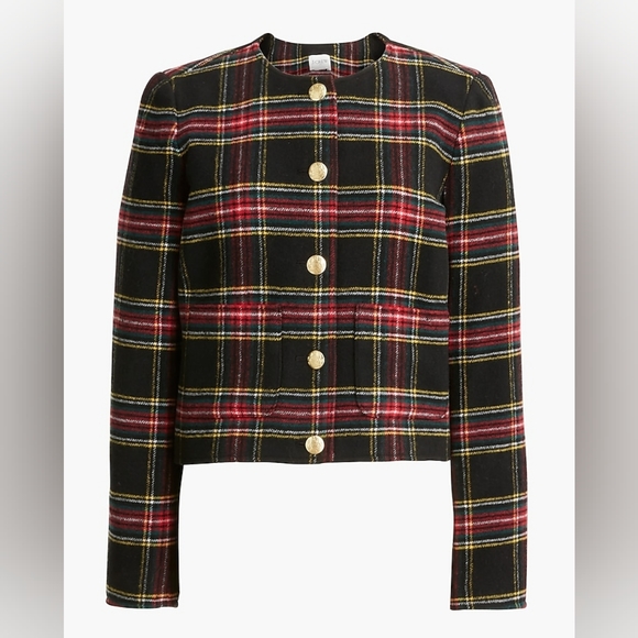 Stewart tartan wool-blend lady jacket - Picture 4 of 9